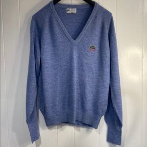 Vintage Pickering Sweater Pebble Beach V-Neck Golf Old Money Blue Size Large